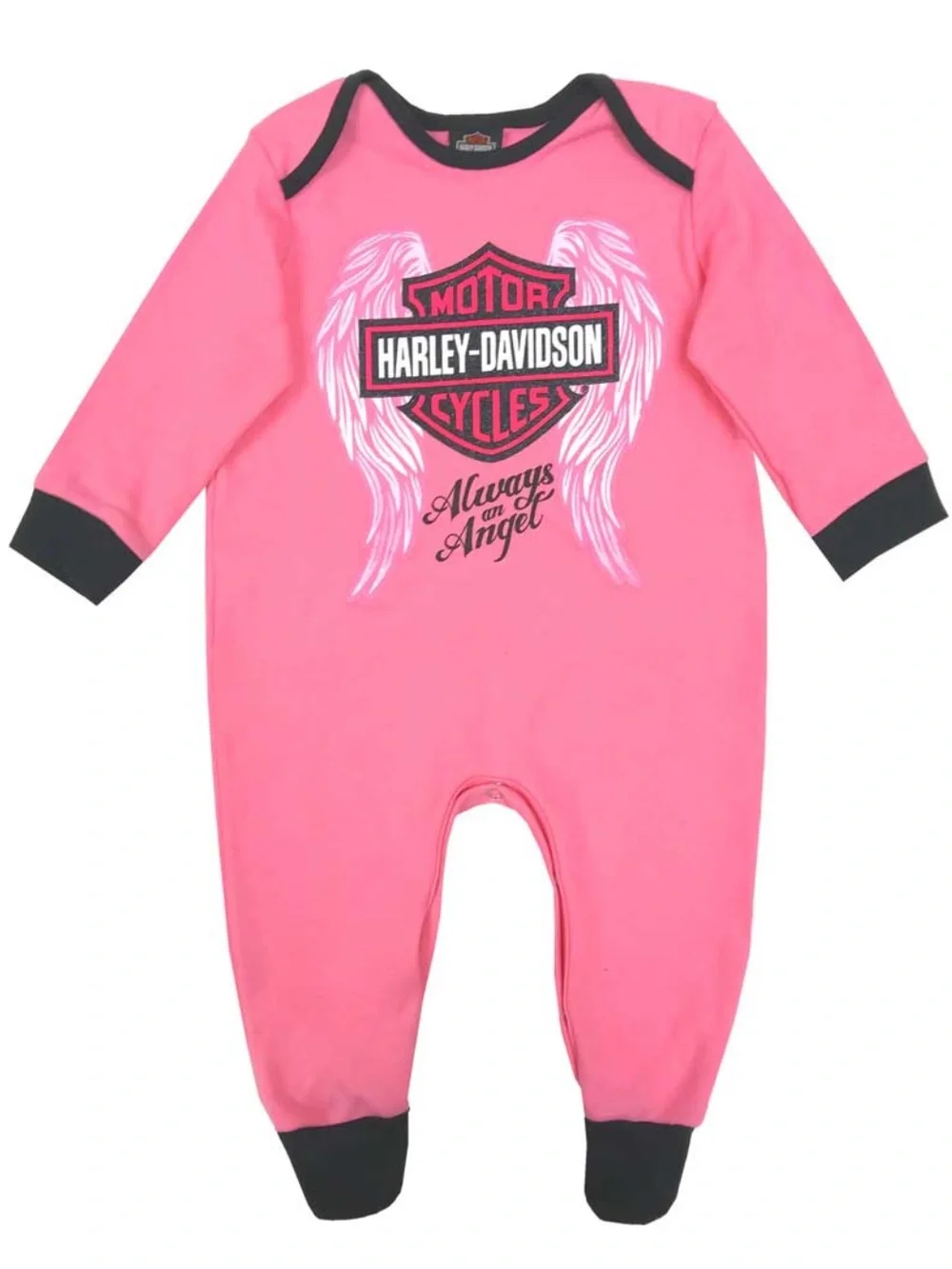 Harley-Davidson® Baby Girls' Glittery Interlock Footed Coveralls, Pink